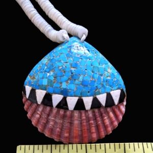 Native American Santo Domingo Spiny Oyster Turquoise Heishi Necklace Vintage